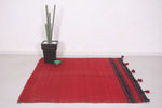 Vintage red moroccan handwoven kilim 5.9 FT X 5.3 FT