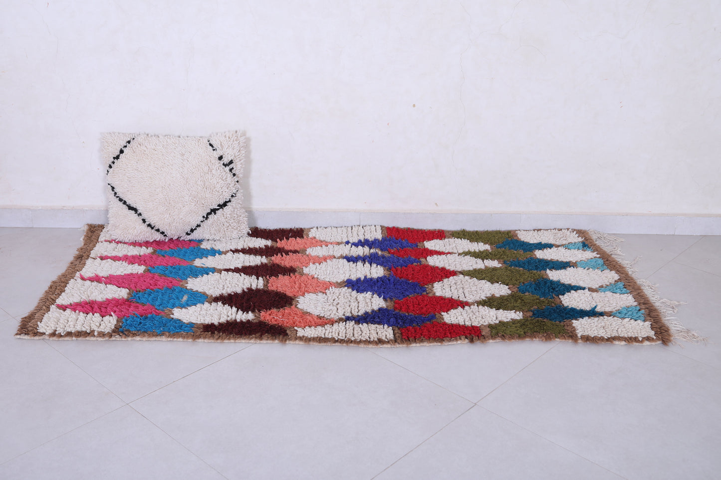 Colorful Moroccan Rug Runner 2.6 X 6.1 Feet