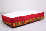 Red Moroccan Ottoman rug Pouf Cushion