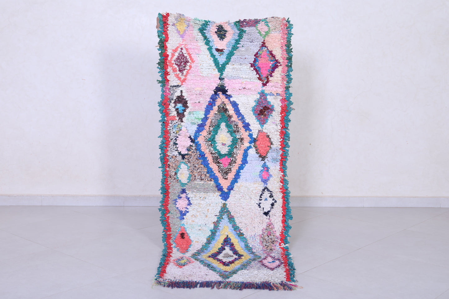 handmade boucherouite rug 2.2 X 5.8 Feet