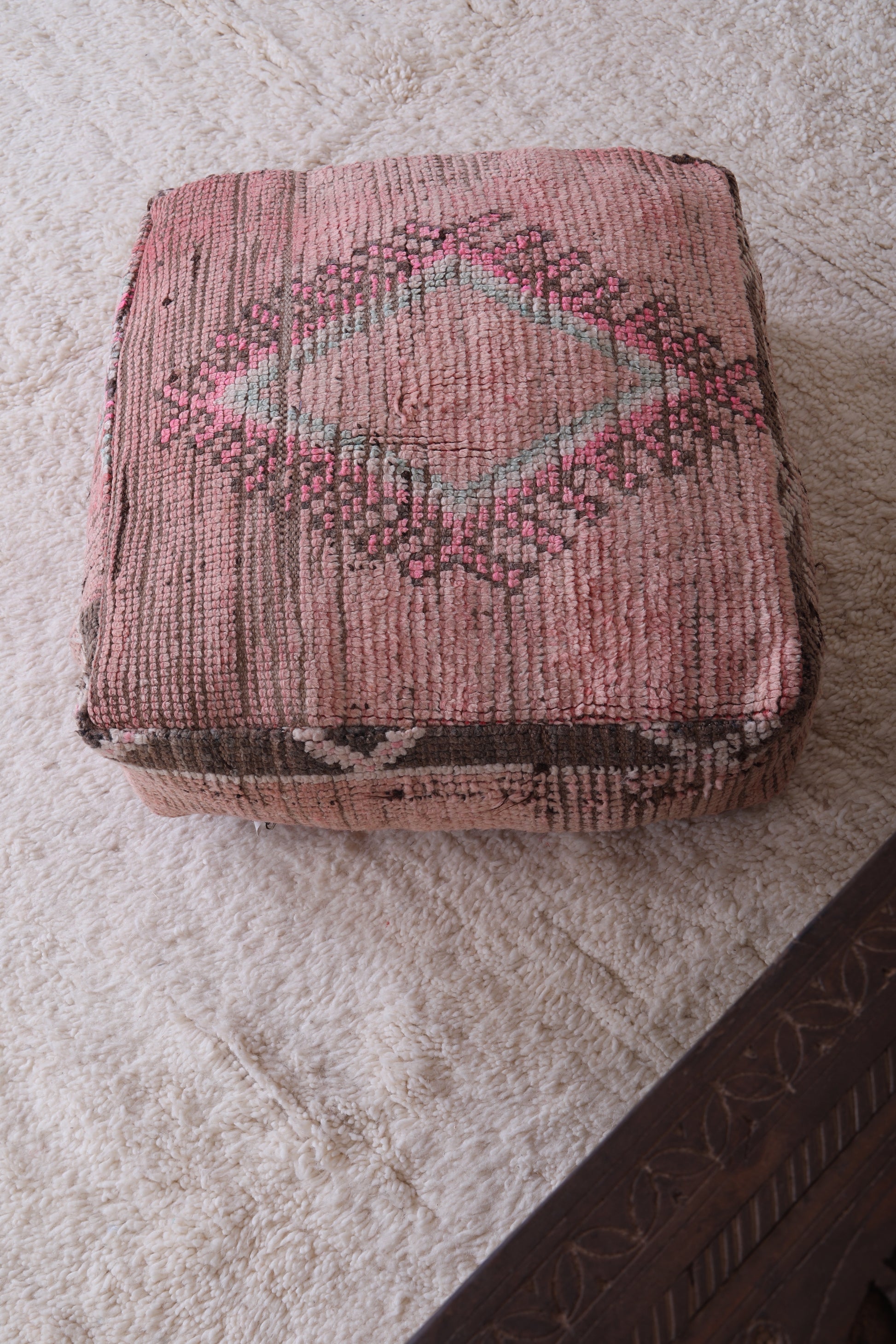Moroccan handmade ottoman rug pouf