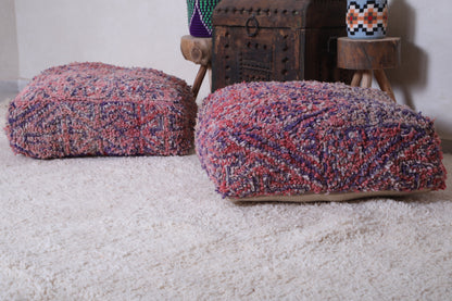 Two berber moroccan handmade old rug pouf