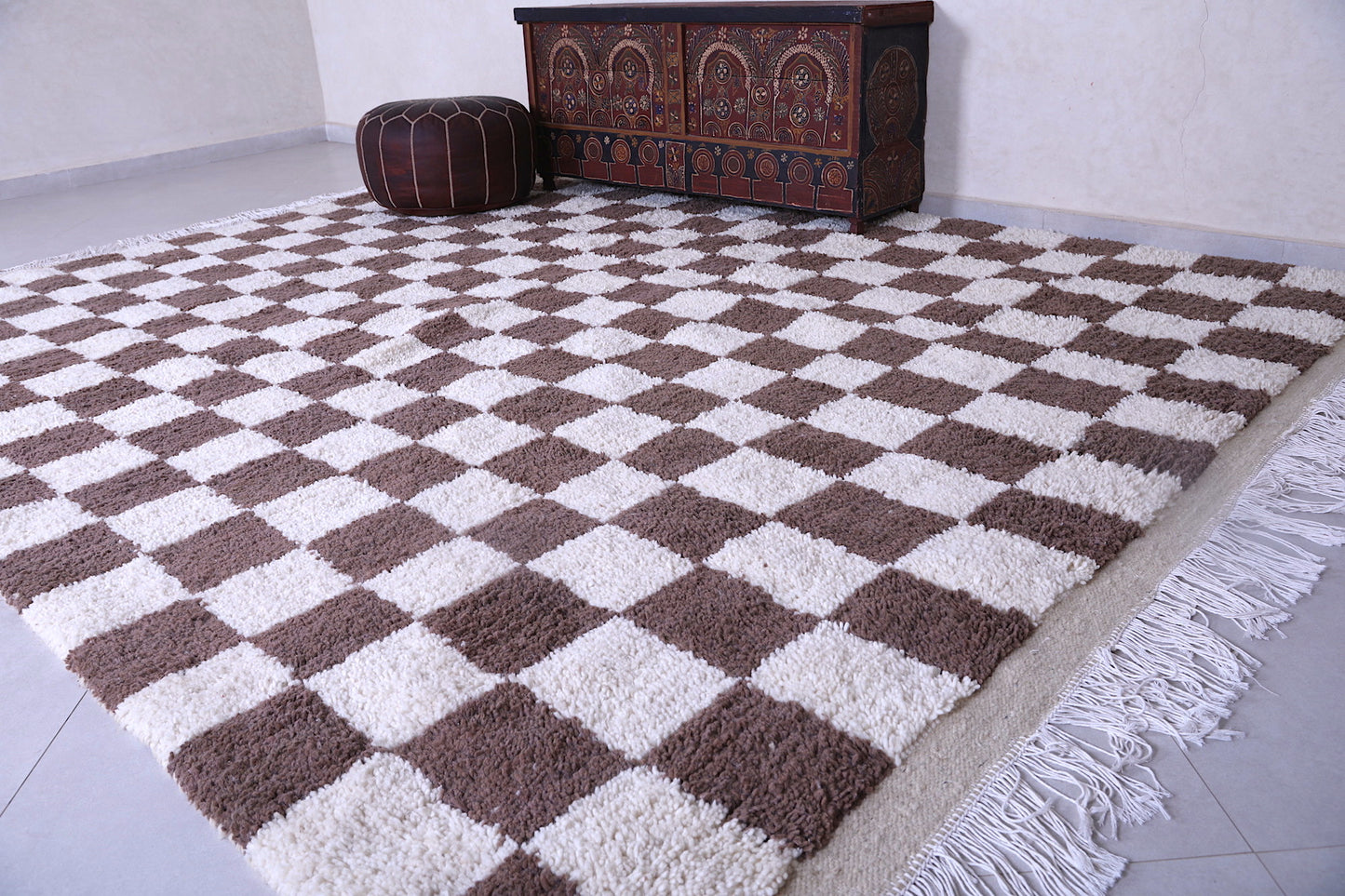 Custom handmade berebr rug - Checkered moroccan carpet