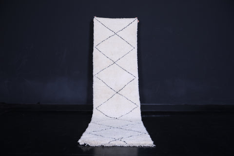 White Moroccan Hallway Rug 2.6 x 9.5 Feet