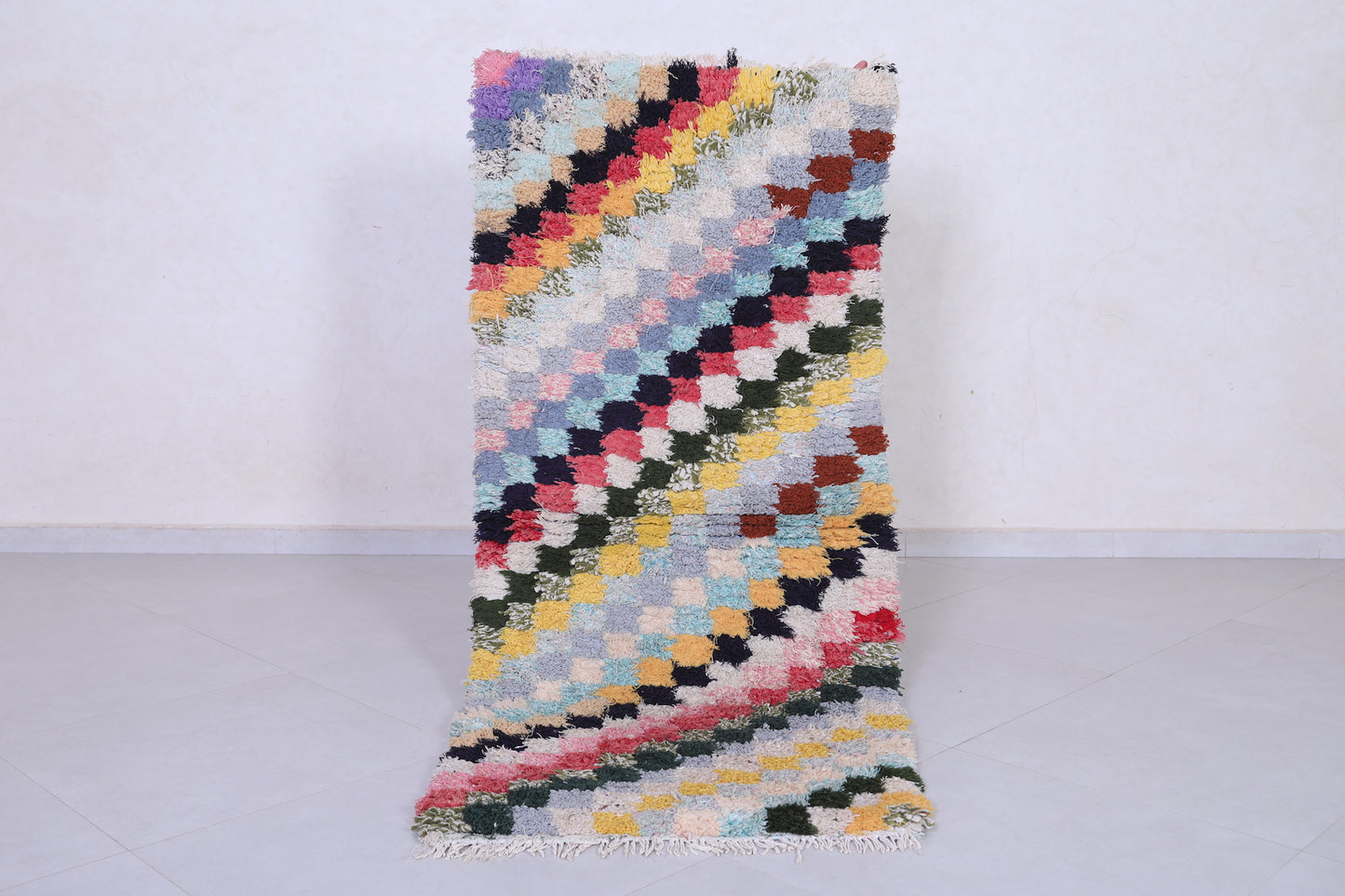 Long shaggy Moroccan hallway rug 2.7 X 5.9 Feet
