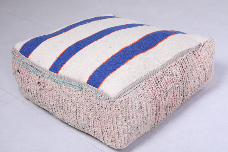 Two handmade moroccan berber old rug pouf - kilim pouf