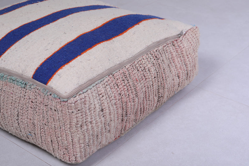 Two handmade moroccan berber old rug pouf - kilim pouf