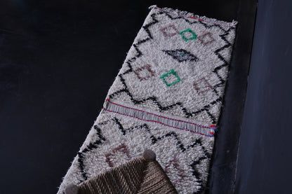 Handmade White Berber Runner Rug 1.9 X 5.9 Feet