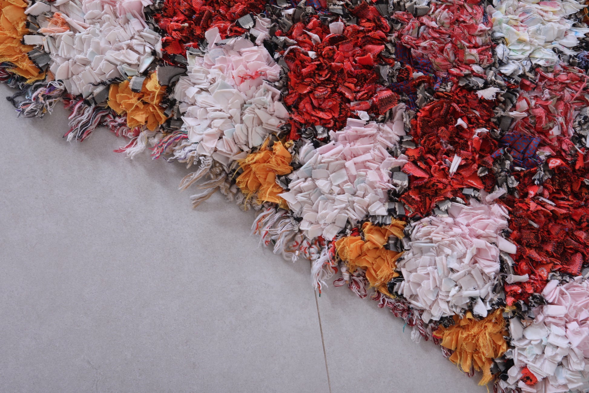 Colorful shaggy Boucherouite rug 2.4 X 6.5 Feet