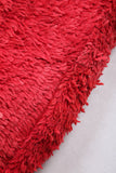 Handmade Red Shaggy Pouf Ottoman for Seating