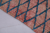 Pink and Blue Moroccan Rug Runner 3.4 X 8.5 Feet
