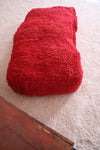 Handmade Red Shaggy Pouf Ottoman for Seating