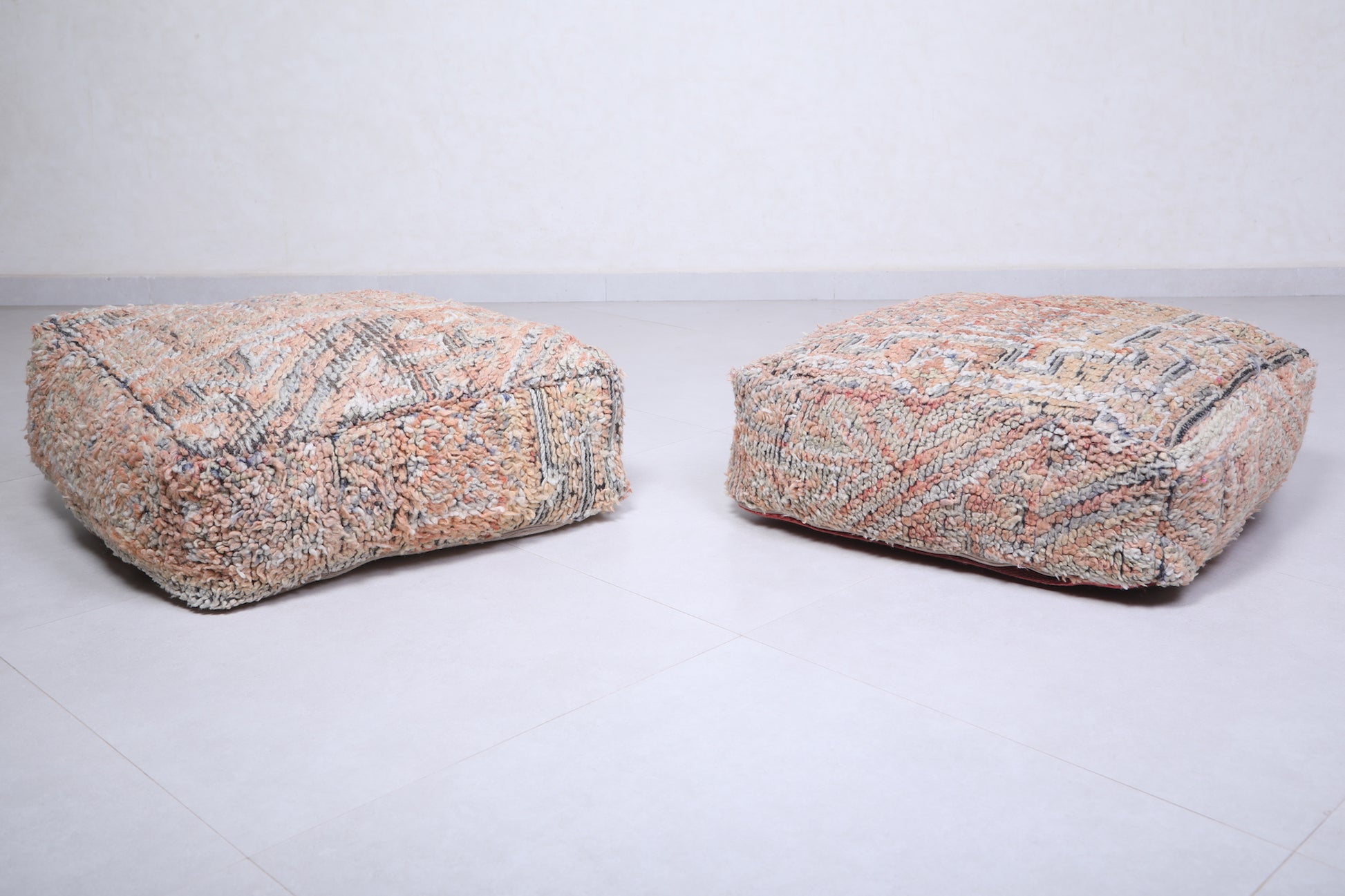Two handmade ottoman berber rug pouf