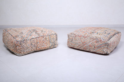 Two handmade ottoman berber rug pouf