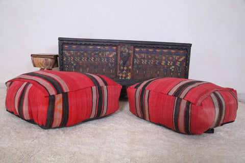 Two Berber Floor Poufs Ottoman for Home Decor