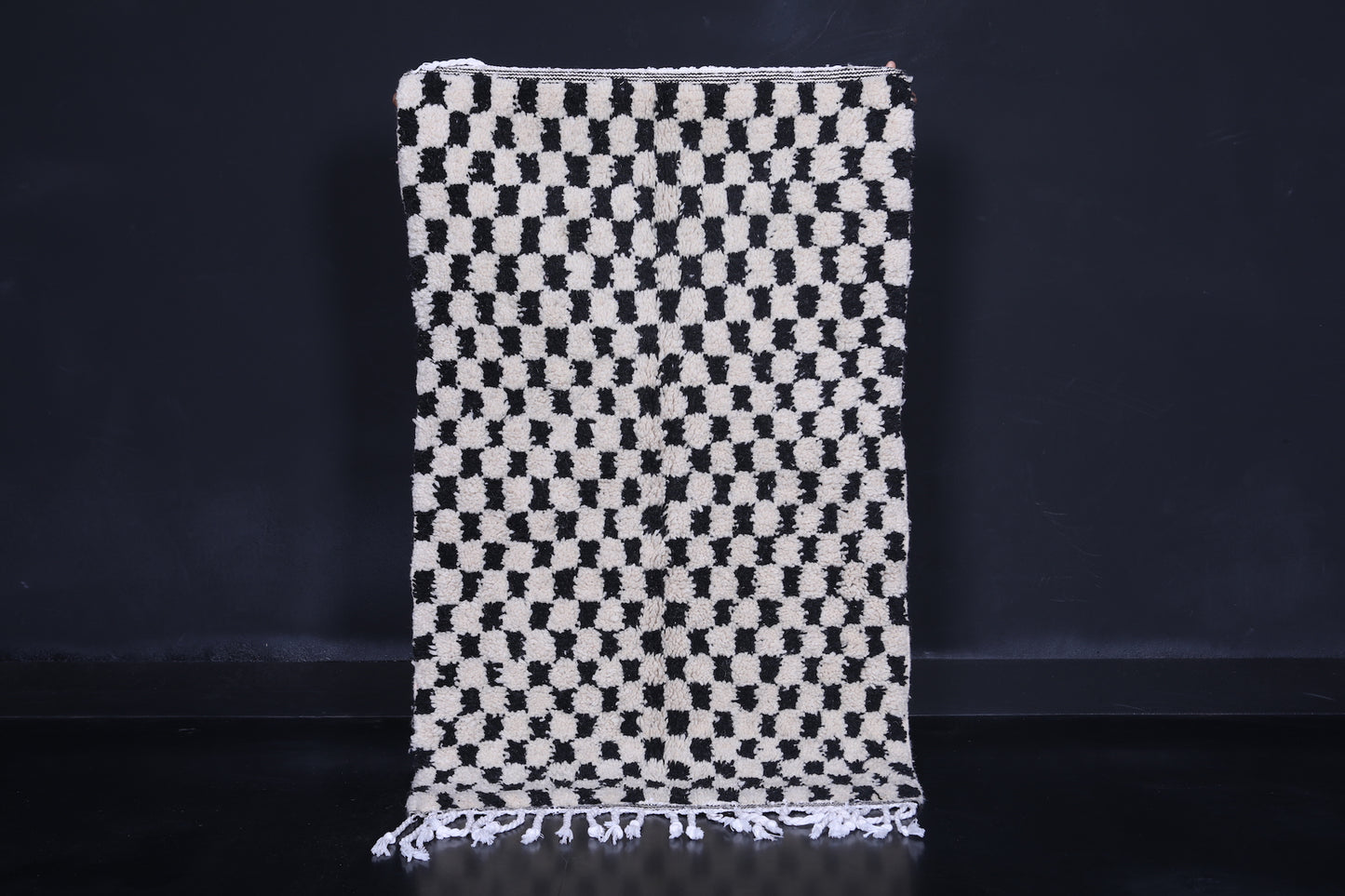 Moroccan handmade chess rug 3.1 FT X 5.2 FT