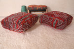 Two Moroccan Berber rug Poufs red ottoman