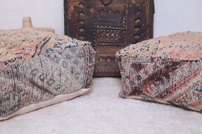 Two handmade moroccan berber kilim pouf