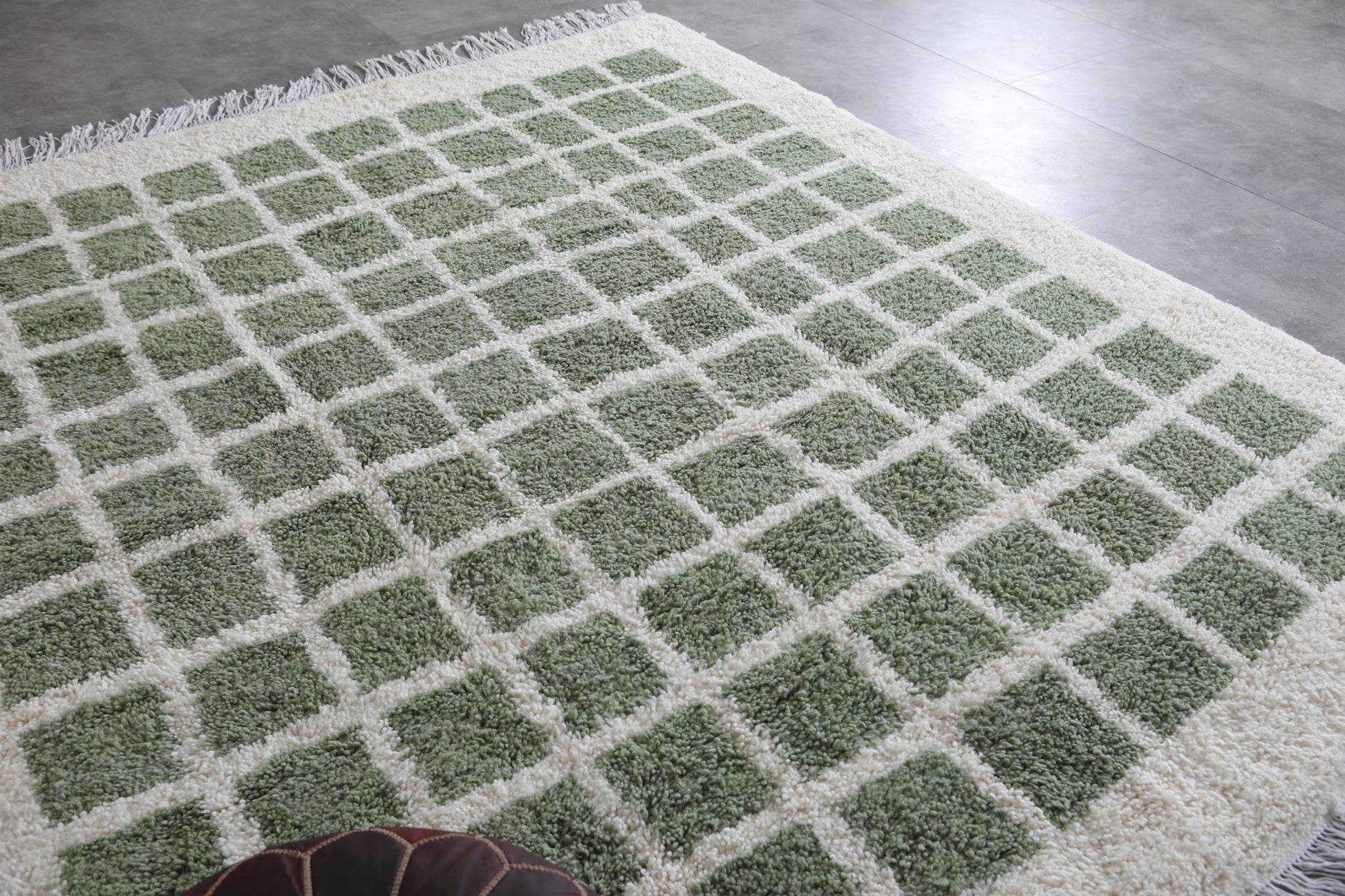 Moroccan Green checkered rug - Checkered rug - Moroccan rug