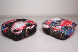 Two Berber cushions colored in boucherouite rug