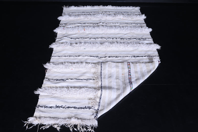 Moroccan Berber Tribal Blanket 4 x 6.8 ft | Handmade Rug - Wedding blanket