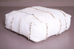 Handmade Pouf Ottoman in White for Seating