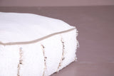Handmade Pouf Ottoman in White for Seating