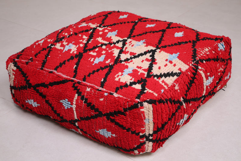 Two Ottoman Moroccan Trellis poufs in Red - Moroccan kilim pouf