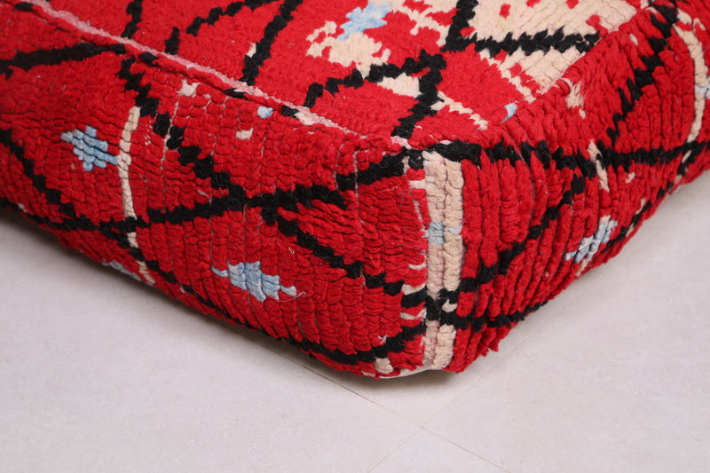 Two Ottoman Moroccan Trellis poufs in Red - Moroccan kilim pouf