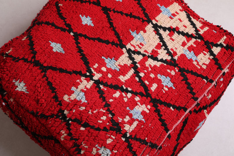 Two Ottoman Moroccan Trellis poufs in Red - Moroccan kilim pouf