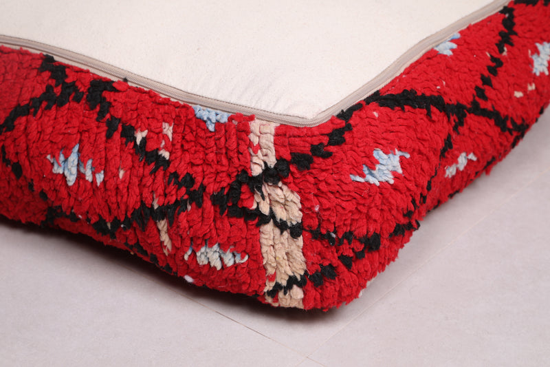Two Ottoman Moroccan Trellis poufs in Red - Moroccan kilim pouf