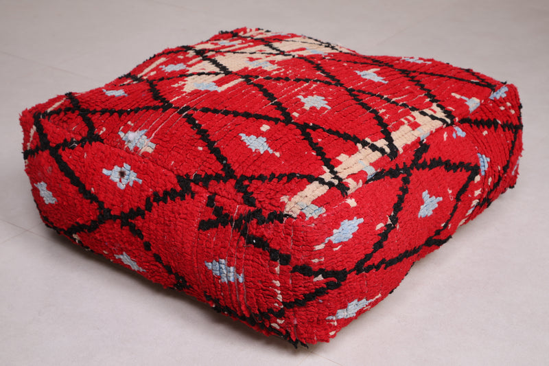Two Ottoman Moroccan Trellis poufs in Red - Moroccan kilim pouf
