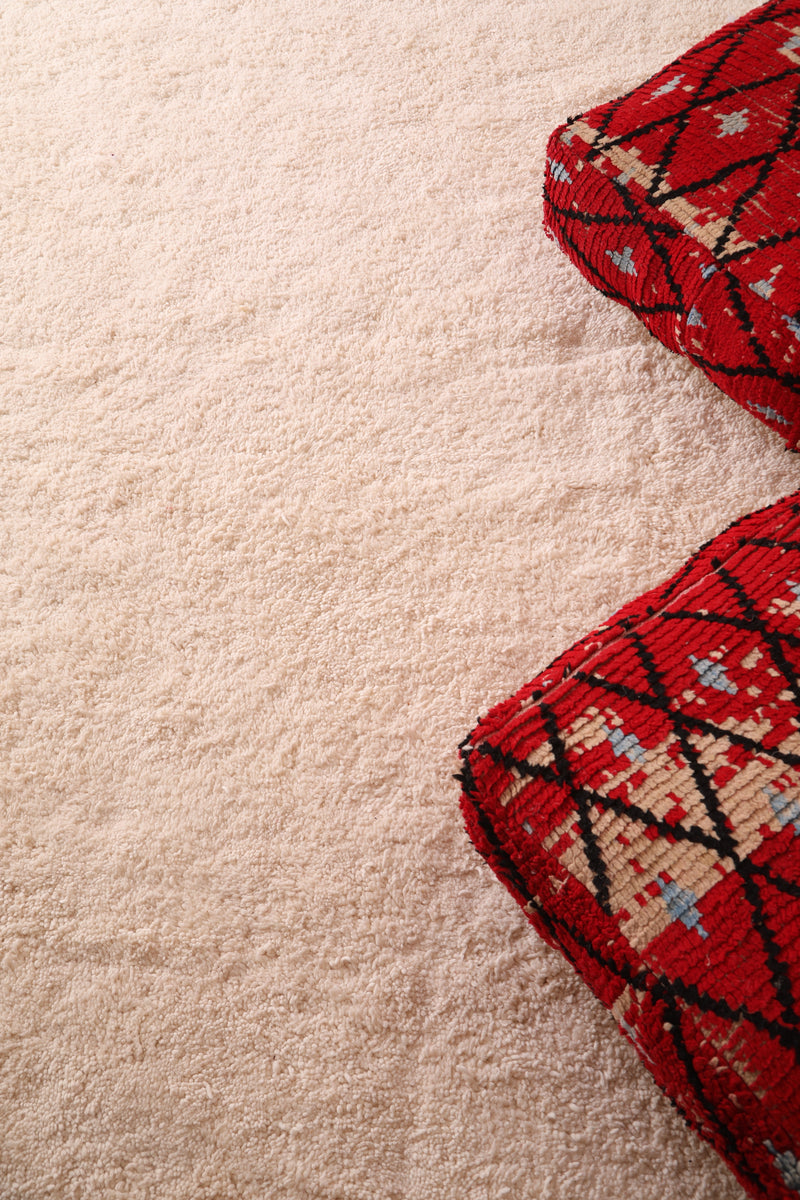 Two Ottoman Moroccan Trellis poufs in Red - Moroccan kilim pouf