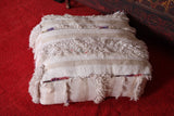 White Vintage berber Pouf woven berber Ottoman