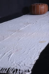 Vintage white moroccan runner rug 4.2 FT X 12.4 FT