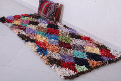 Colorful Moroccan Boucherouite Rug Runner 2.5 X 5.7 Feet