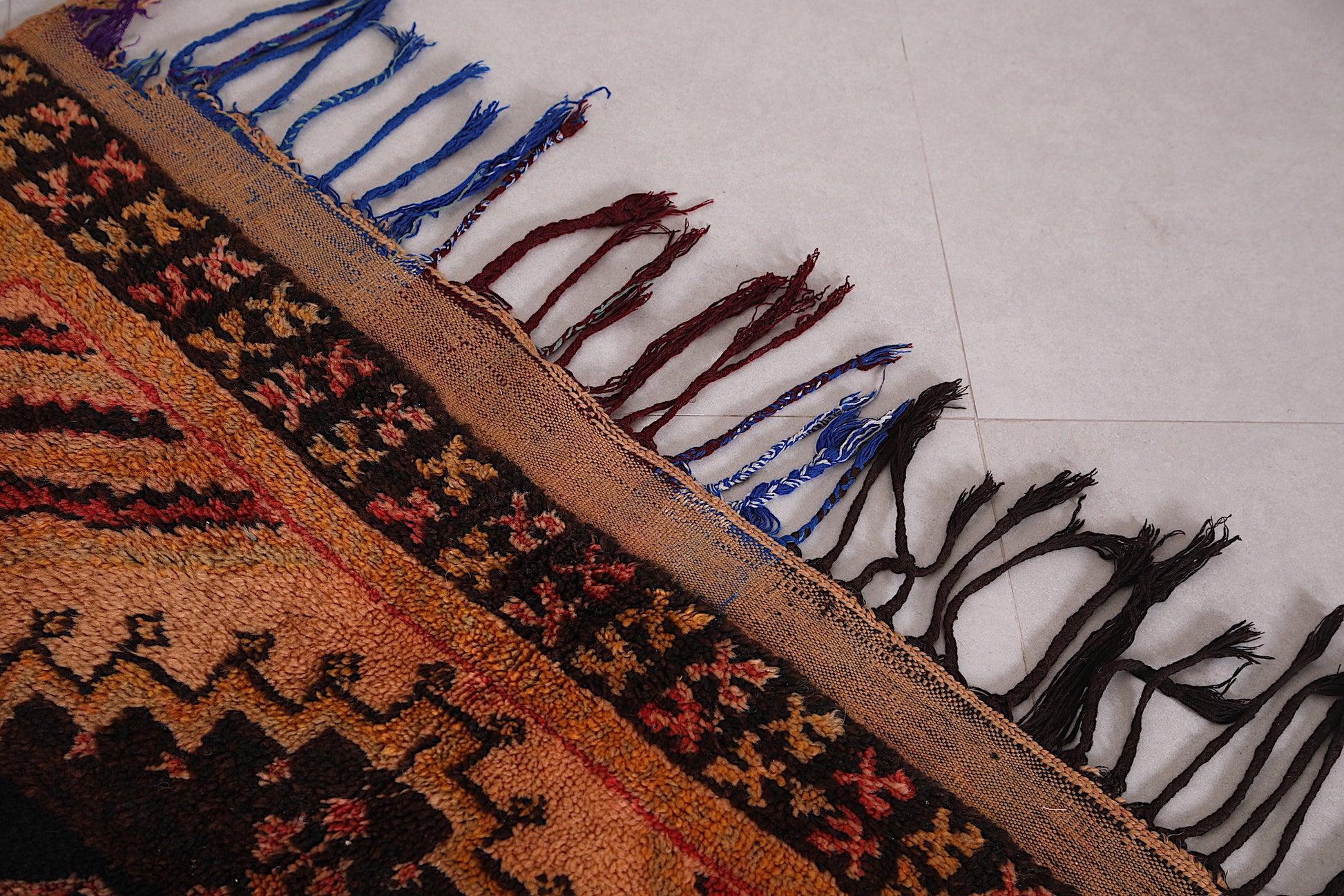 Old Moroccan rug 3.7 X 7.8 Feet