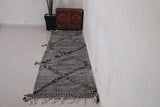 Long Handmade Moroccan Rug Gray 2.5 X 10.2 Feet