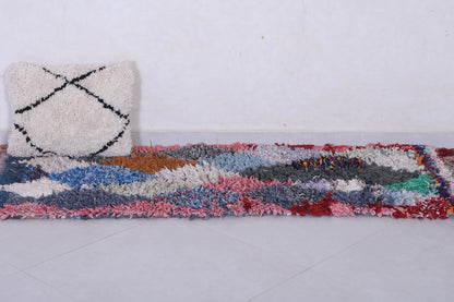 Colorful Moroccan Boucherouite rug runner 2.2 X 5.7 Feet