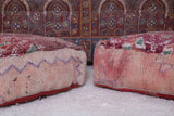 Two moroccan berber handmade rug pouf