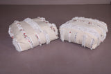 Two Moroccan Ottoman Pillows in White color