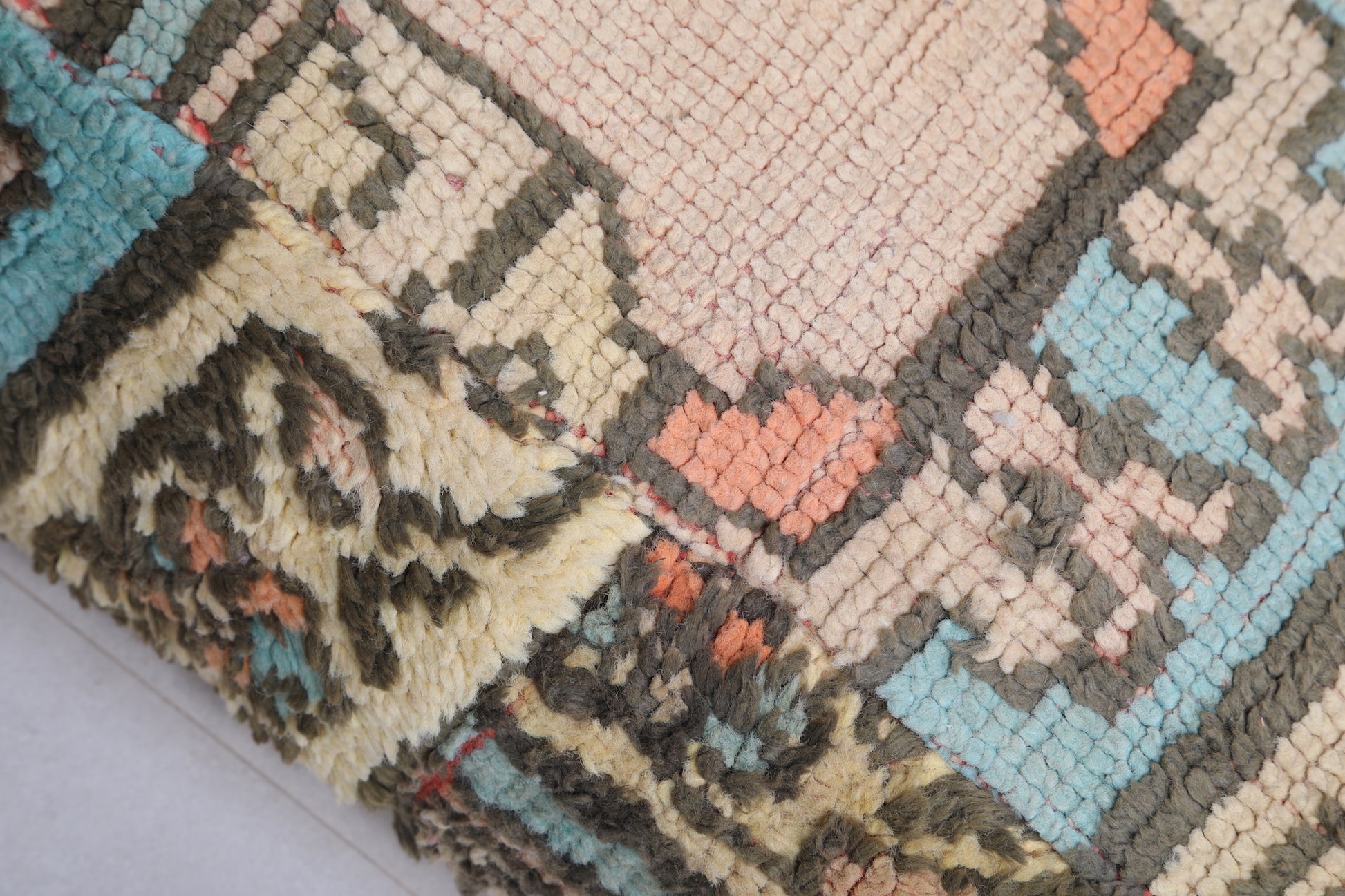 Two moroccan berber handmade azilal rug pouf