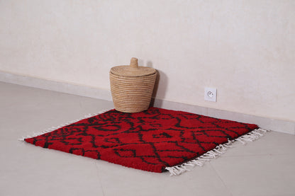 Red And Black Azilal rug 3.3 x 3.4 Feet