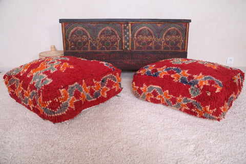 Two Vintage Moroccan Ottoman Poufs for home decor