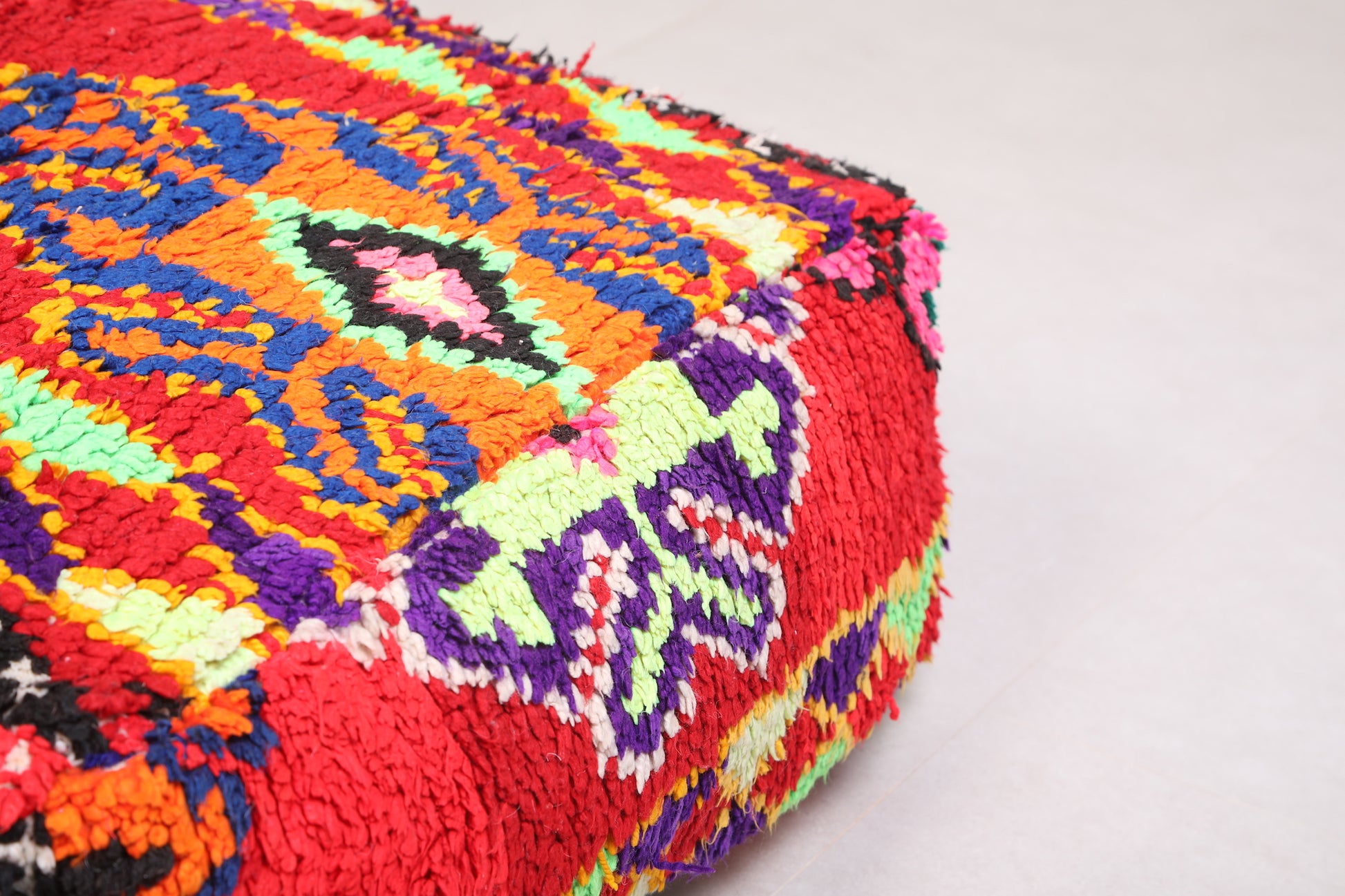 Colorful bohemian colorful rug pouf ottoman