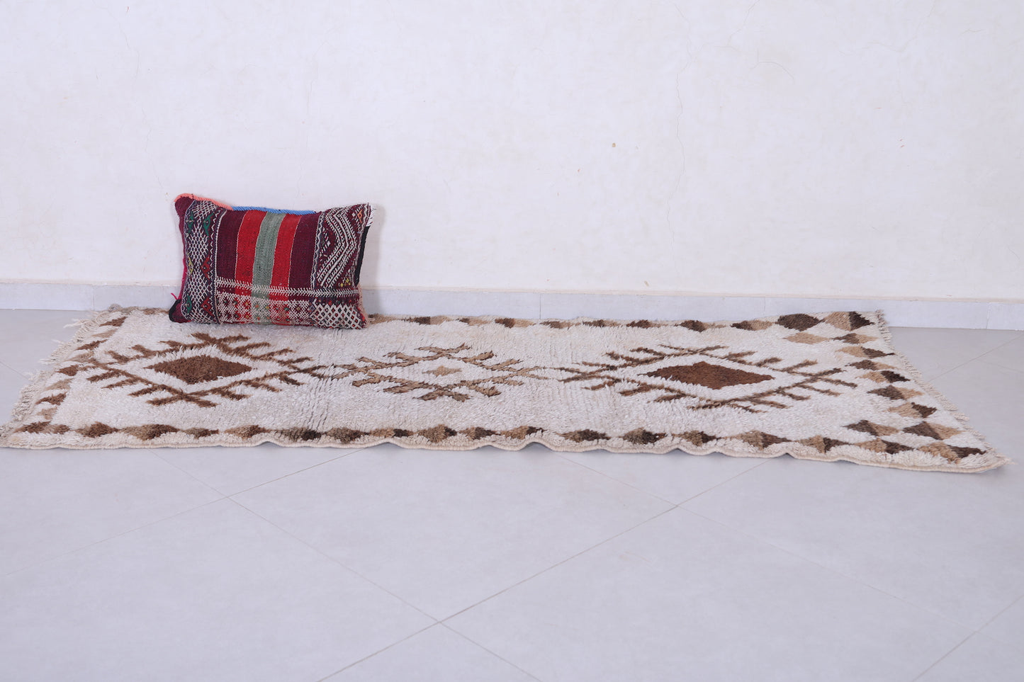 Vintage Moroccan Hallway Rug Shag 2.7 X 6.6 Feet
