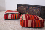 Two Hand Woven Vintage Moroccann Kilim Poufs