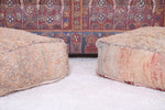 Two handmade berber brown rug pouf