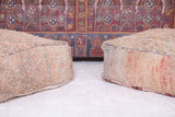 Two handmade berber brown rug pouf