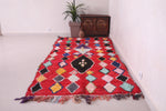Red Moroccan runner rug 3.9 X 9.2 Feet